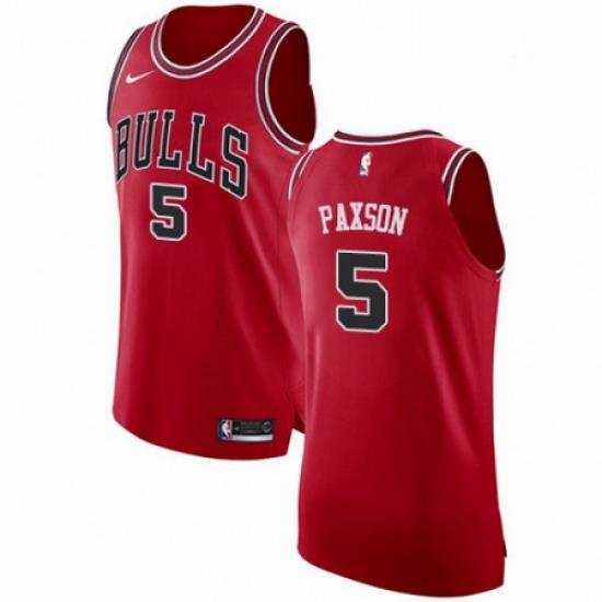 Mens Nike Chicago Bulls 5 John Paxson Authentic Red Road NBA Jersey Icon Edition