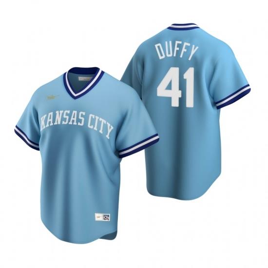 Mens Nike Kansas City Royals 41 Danny Duffy Light Blue CooperstoWn Collection Road Stitched Baseball Jerse