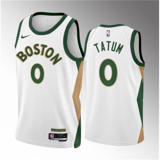 Men Boston Celtics 0 Jayson Tatum White 2023 24 City Edition Stitched Basketball Jersey