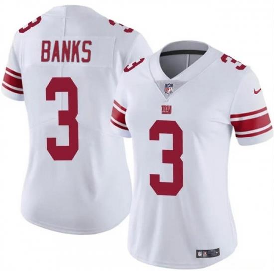 Women New York Giants 3 Deonte Banks White Vapor Stitched Jersey