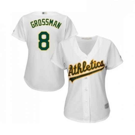 Womens Oakland Athletics 8 Robbie Grossman Replica White Home Cool Base Baseball Jersey