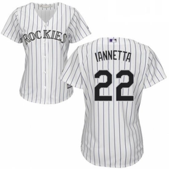 Womens Majestic Colorado Rockies 22 Chris Iannetta Replica White Home Cool Base MLB Jersey