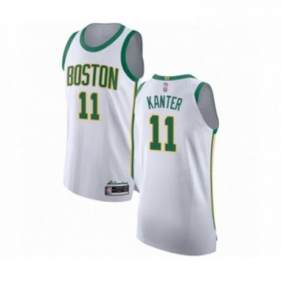 Mens Boston Celtics 11 Enes Kanter Authentic White Basketball Jersey City Edition