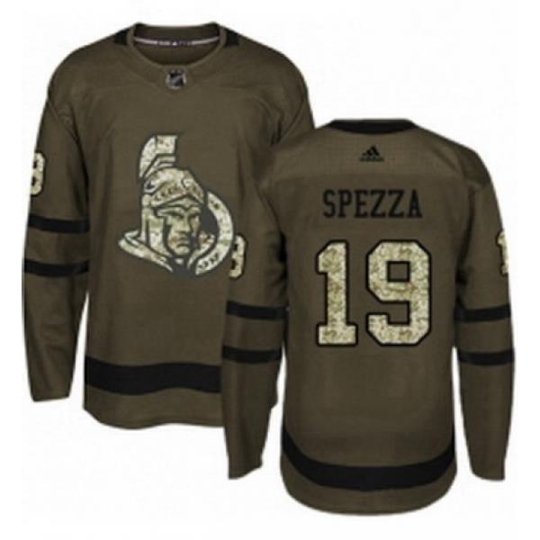 Mens Adidas Ottawa Senators 19 Jason Spezza Authentic Green Salute to Service NHL Jersey