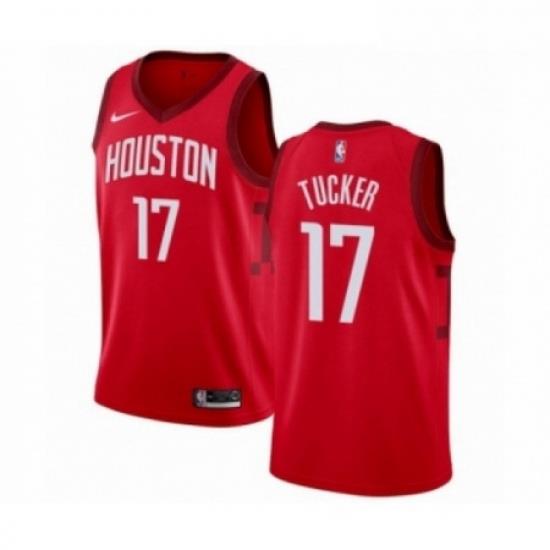 Mens Nike Houston Rockets 17 PJ Tucker Red Swingman Jersey Earned Edition