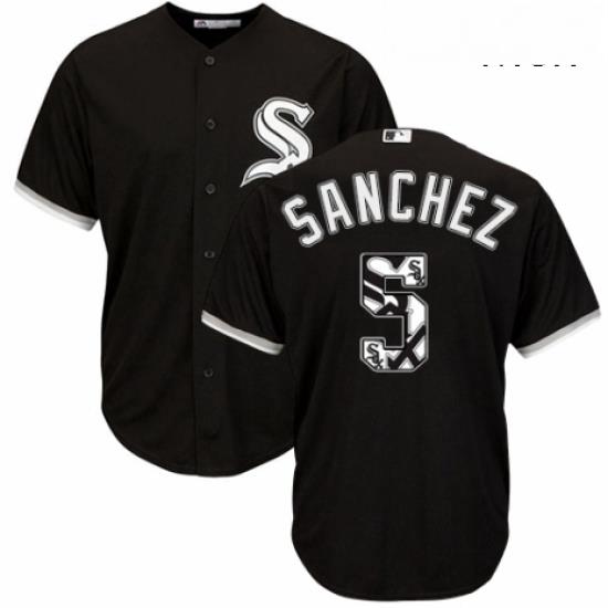 Mens Majestic Chicago White Sox 5 Yolmer Sanchez Authentic Black Team Logo Fashion Cool Base MLB Jersey