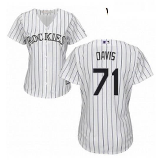 Womens Majestic Colorado Rockies 71 Wade Davis Authentic White Home Cool Base MLB Jersey