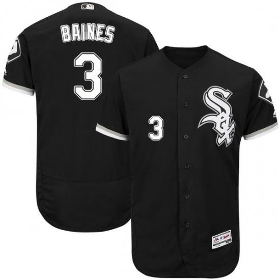 Mens Majestic Chicago White Sox 3 Harold Baines Black Flexbase Authentic Collection MLB Jersey