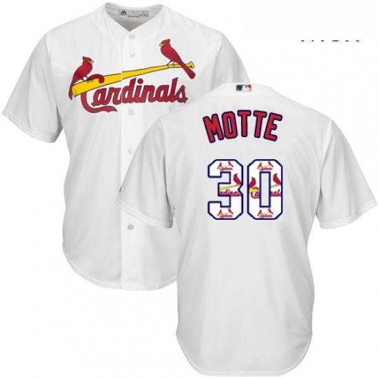 Mens Majestic St Louis Cardinals 30 Jason Motte Authentic White Team Logo Fashion Cool Base MLB Jersey