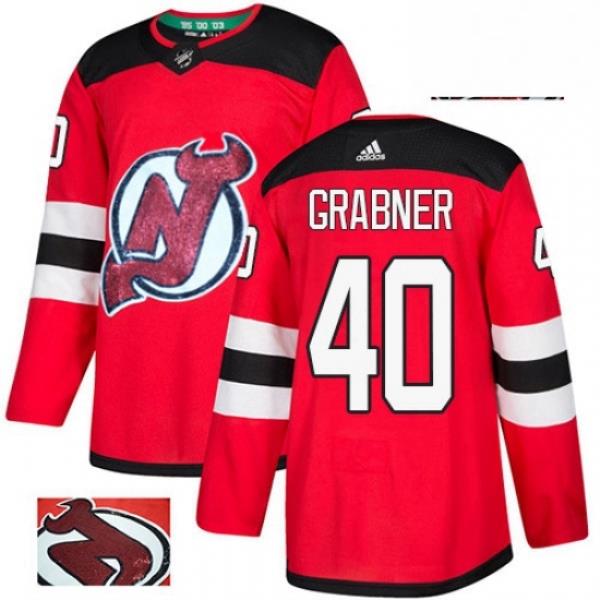 Mens Adidas New Jersey Devils 40 Michael Grabner Authentic Red Fashion Gold NHL Jersey