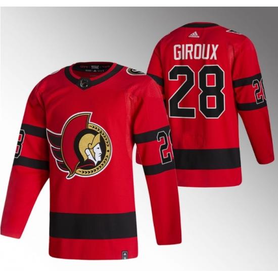 Men Ottawa Senators 28 Claude Giroux 2021 Red Reverse Retro Stitched Jersey