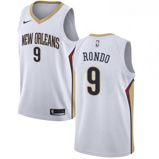 Womens Nike New Orleans Pelicans 9 Rajon Rondo Swingman White Home NBA Jersey Association Edition