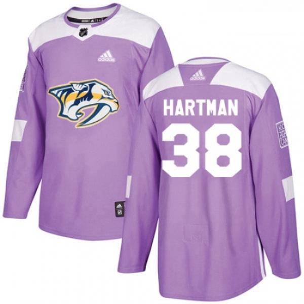 Youth Adidas Nashville Predators 38 Ryan Hartman Authentic Purple Fights Cancer Practice NHL Jersey