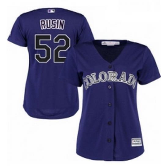 Womens Majestic Colorado Rockies 52 Chris Rusin Authentic Purple Alternate 1 Cool Base MLB Jersey