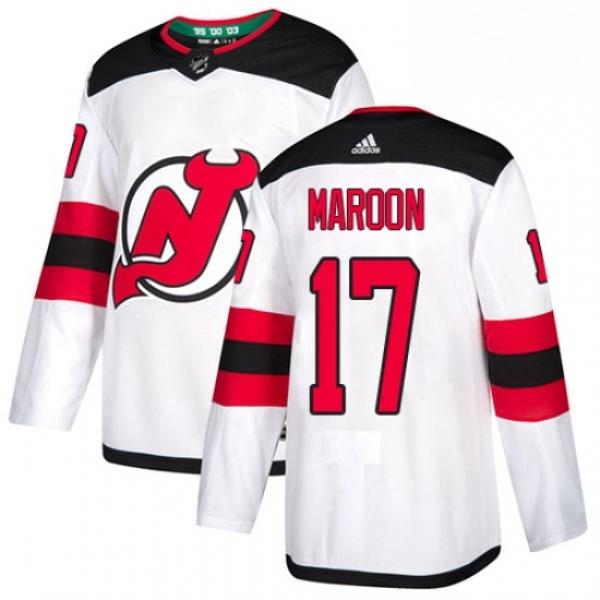 Mens Adidas New Jersey Devils 17 Patrick Maroon Authentic White Away NHL Jersey