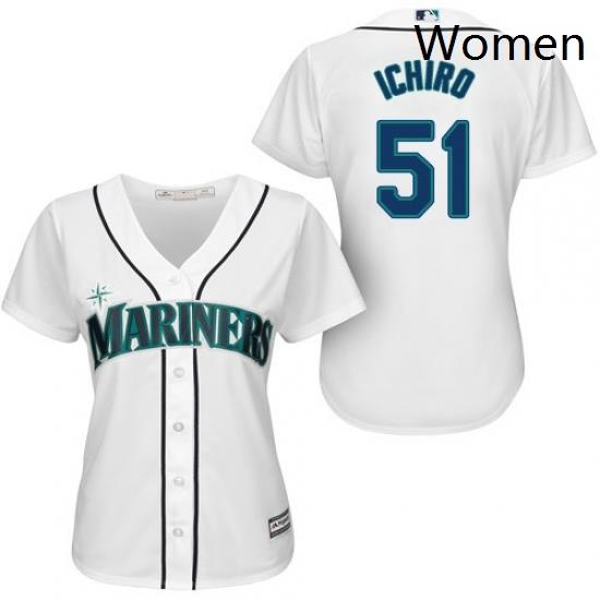 Womens Majestic Seattle Mariners 51 Ichiro Suzuki Authentic White Home Cool Base MLB Jersey