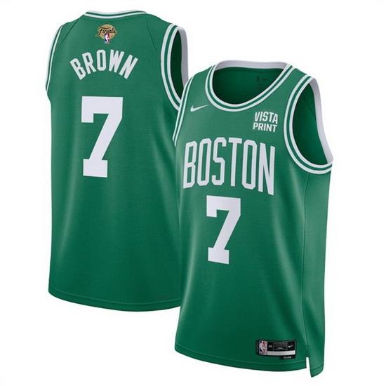 Men Boston Celtics 7 Jaylen Brown Kelly Green 2024 Finals Icon Edition Stitched Basketball Jersey