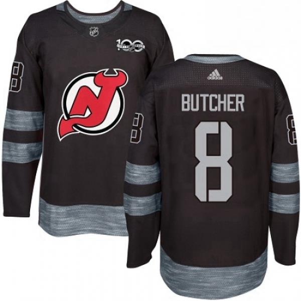 Mens Adidas New Jersey Devils 8 Will Butcher Authentic Black 1917 2017 100th Anniversary NHL Jersey