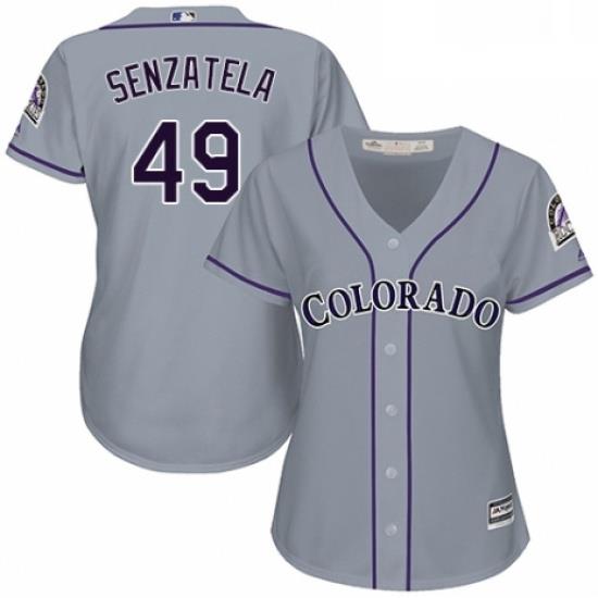 Womens Majestic Colorado Rockies 49 Antonio Senzatela Replica Grey Road Cool Base MLB Jersey