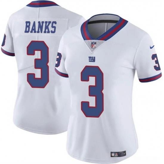 Women New York Giants 3 Deonte Banks White Stitched Jersey