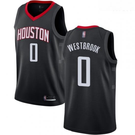 Rockets #0 Russell Westbrook Black Basketball Swingman Statement Edition Jersey