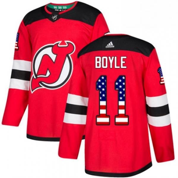 Mens Adidas New Jersey Devils 11 Brian Boyle Authentic Red USA Flag Fashion NHL Jersey