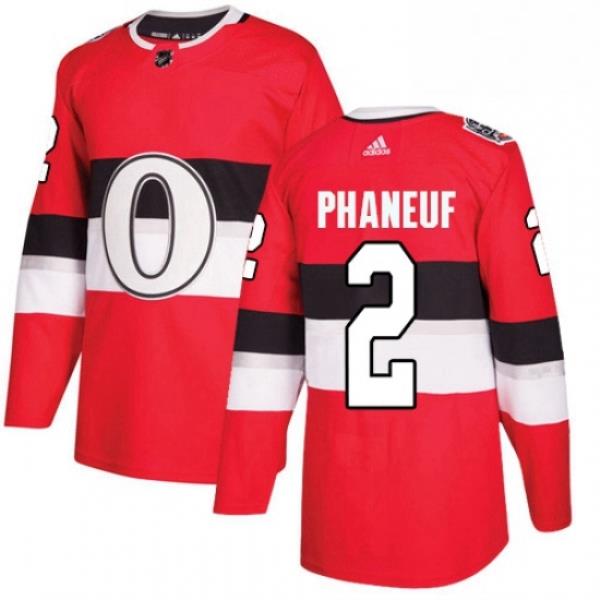 Mens Adidas Ottawa Senators 2 Dion Phaneuf Authentic Red 2017 100 Classic NHL Jersey