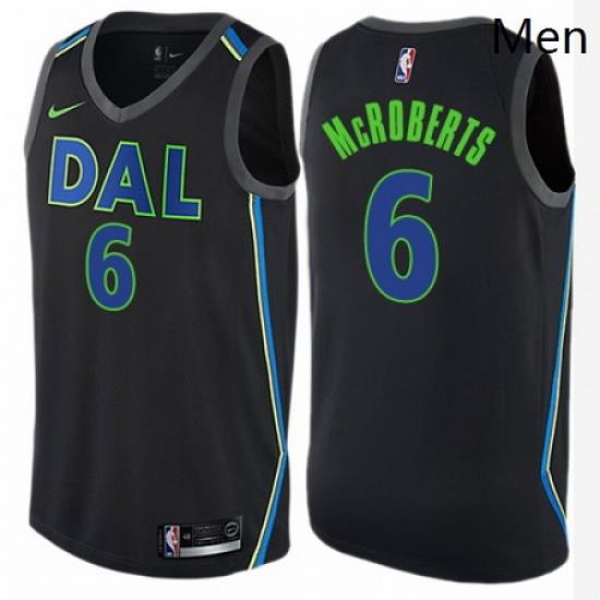 Mens Nike Dallas Mavericks 6 Josh McRoberts Swingman Black NBA Jersey City Edition