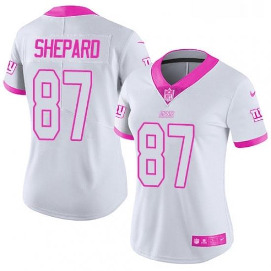 Womens Nike New York Giants 87 Sterling Shepard Limited WhitePink Rush Fashion NFL Jersey