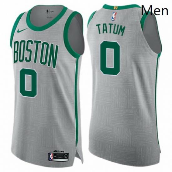 Mens Nike Boston Celtics 0 Jayson Tatum Authentic Gray NBA Jersey City Edition