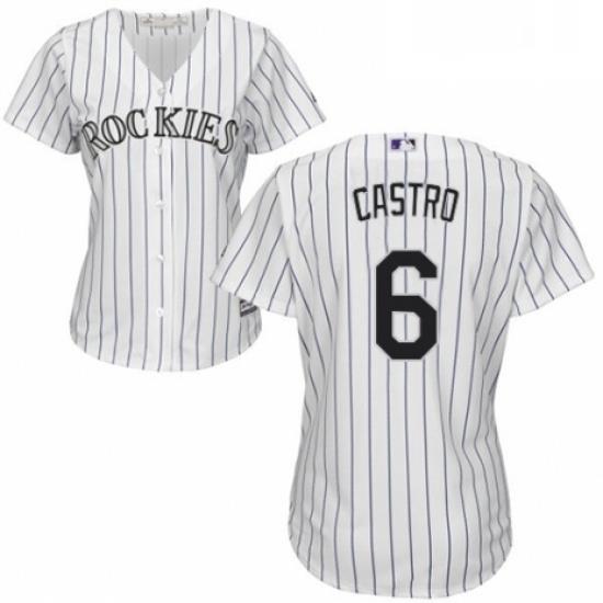 Womens Majestic Colorado Rockies 6 Daniel Castro Replica White Home Cool Base MLB Jersey