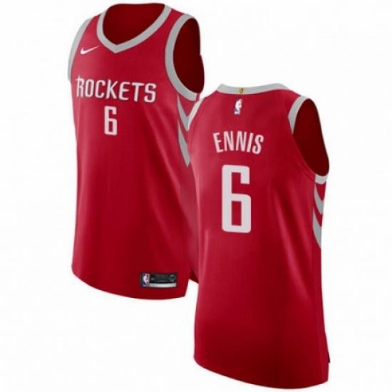 Mens Nike Houston Rockets 6 Tyler Ennis Authentic Red Road NBA Jersey Icon Edition