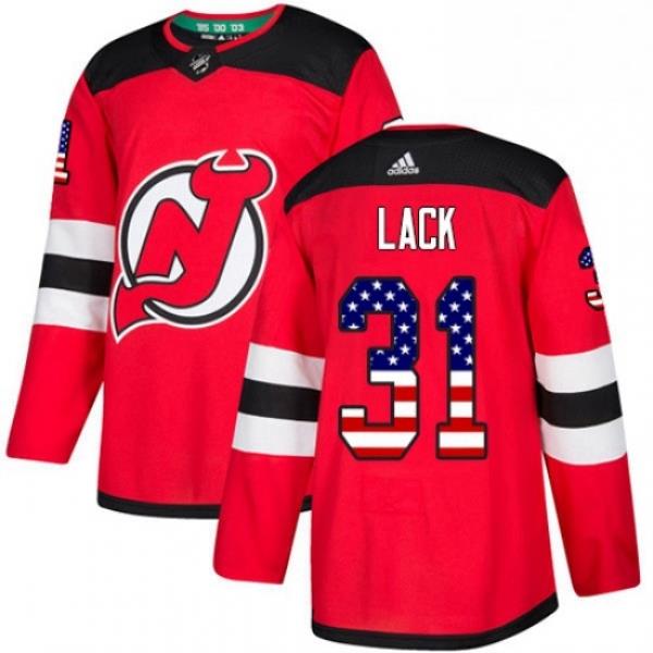 Mens Adidas New Jersey Devils 31 Eddie Lack Authentic Red USA Flag Fashion NHL Jersey