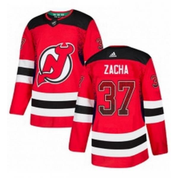 Mens Adidas New Jersey Devils 37 Pavel Zacha Authentic Red Drift Fashion NHL Jersey