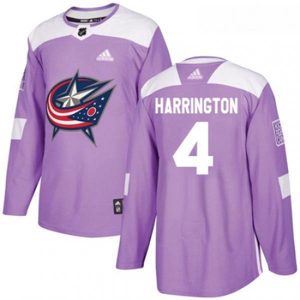 Youth Adidas Columbus Blue Jackets 4 Scott Harrington Authentic Purple Fights Cancer Practice NHL Jersey