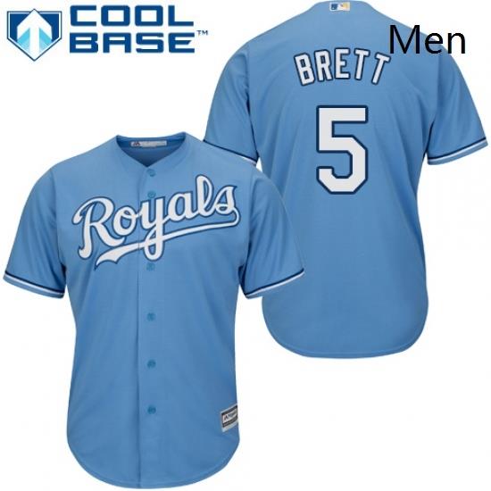 Mens Majestic Kansas City Royals 5 George Brett Replica Light Blue Alternate 1 Cool Base MLB Jersey