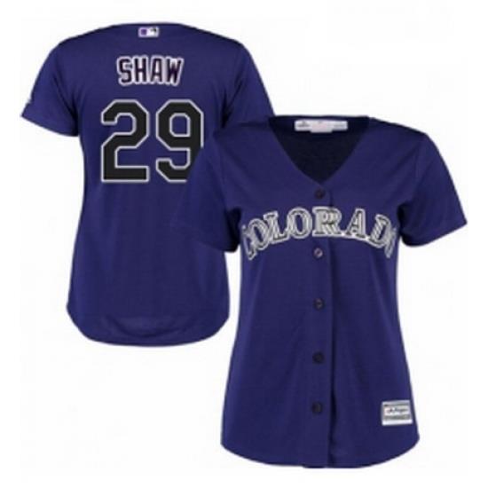 Womens Majestic Colorado Rockies 29 Bryan Shaw Replica Purple Alternate 1 Cool Base MLB Jersey