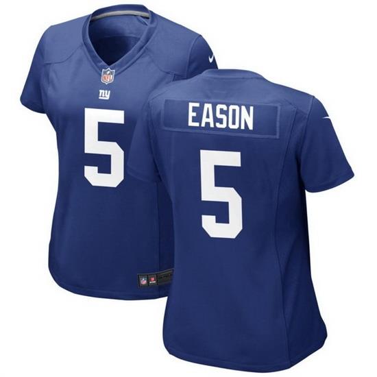 Women New York Giants 5 Jacob Eason Blue Stitched Jersey 28Run Small 29