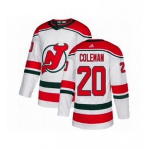 Mens Adidas New Jersey Devils 20 Blake Coleman Premier White Alternate NHL Jersey