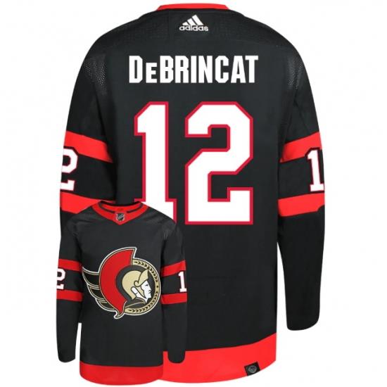 Men Ottawa Senators 12 Alex DeBrincat 2021 Black Stitched Home Jersey