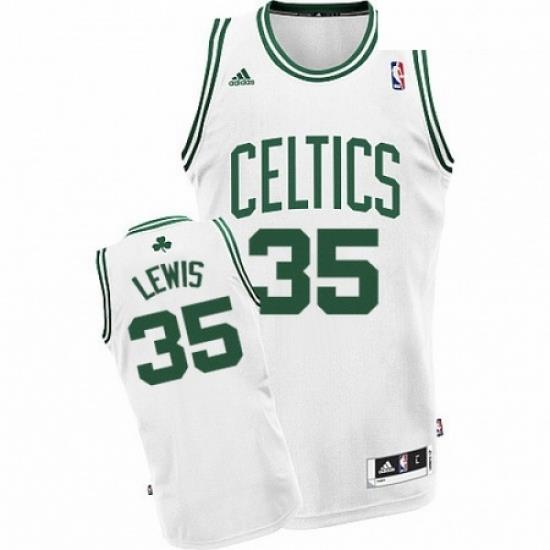 Mens Adidas Boston Celtics 35 Reggie Lewis Swingman White Home NBA Jersey