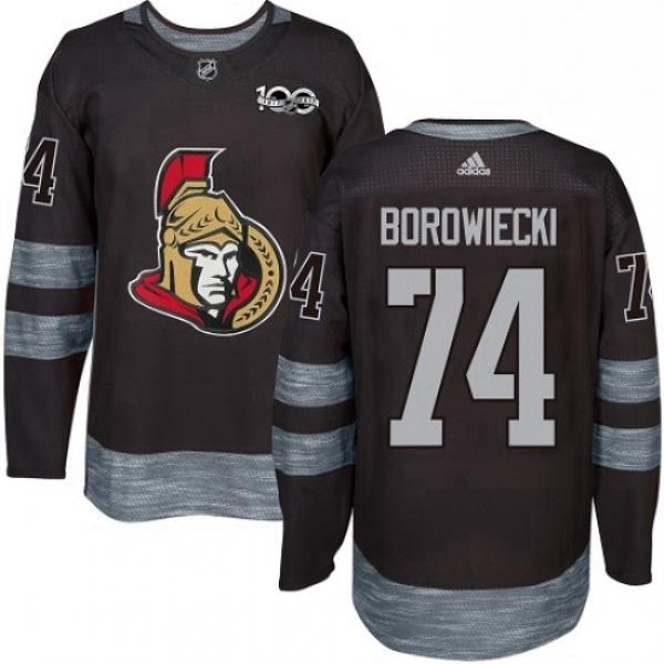 Mens Adidas Ottawa Senators 74 Mark Borowiecki Authentic Black 1917 2017 100th Anniversary NHL Jersey