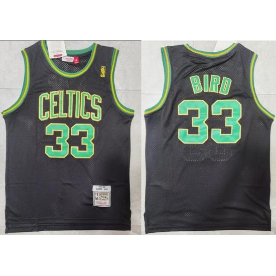 Men Boston Celtics Larry Bird 33 Black Hardwood Classic NBA Jersey