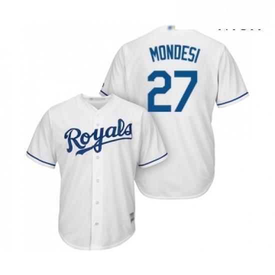 Mens Kansas City Royals 27 Adalberto Mondesi Replica White Home Cool Base Baseball Jersey