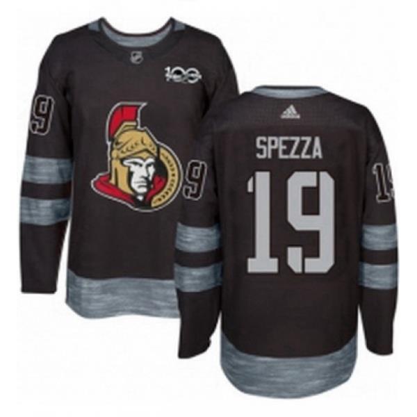 Mens Adidas Ottawa Senators 19 Jason Spezza Authentic Black 1917 2017 100th Anniversary NHL Jersey