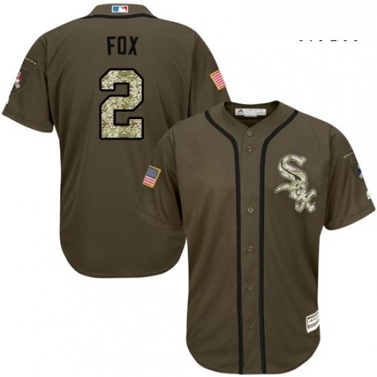 Mens Majestic Chicago White Sox 2 Nellie Fox Replica Green Salute to Service MLB Jersey