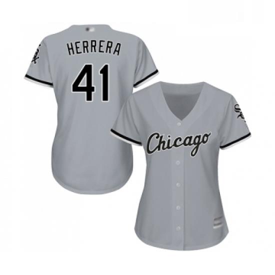 Womens Chicago White Sox 41 Kelvin Herrera Replica Grey Road Cool Base Baseball Jersey