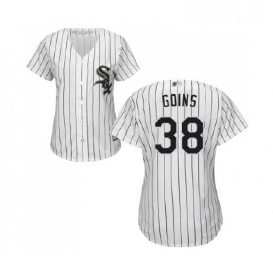 Womens Chicago White Sox 38 Ryan Goins Replica White Home Cool Base Baseball Jersey