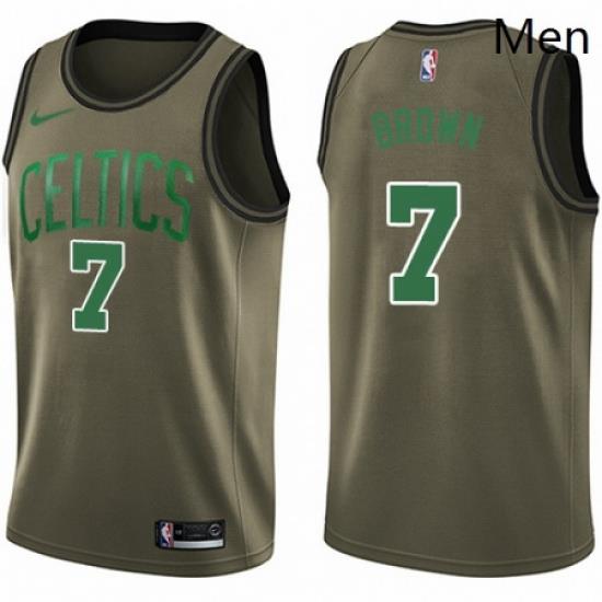 Mens Nike Boston Celtics 7 Jaylen Brown Swingman Green Salute to Service NBA Jersey