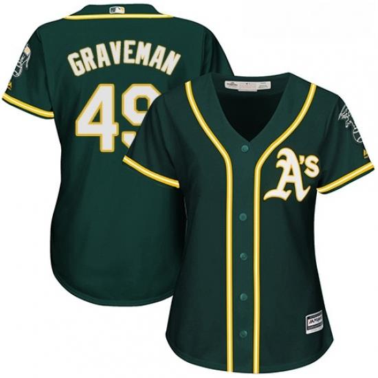 Womens Majestic Oakland Athletics 49 Kendall Graveman Authentic Green Alternate 1 Cool Base MLB Jersey